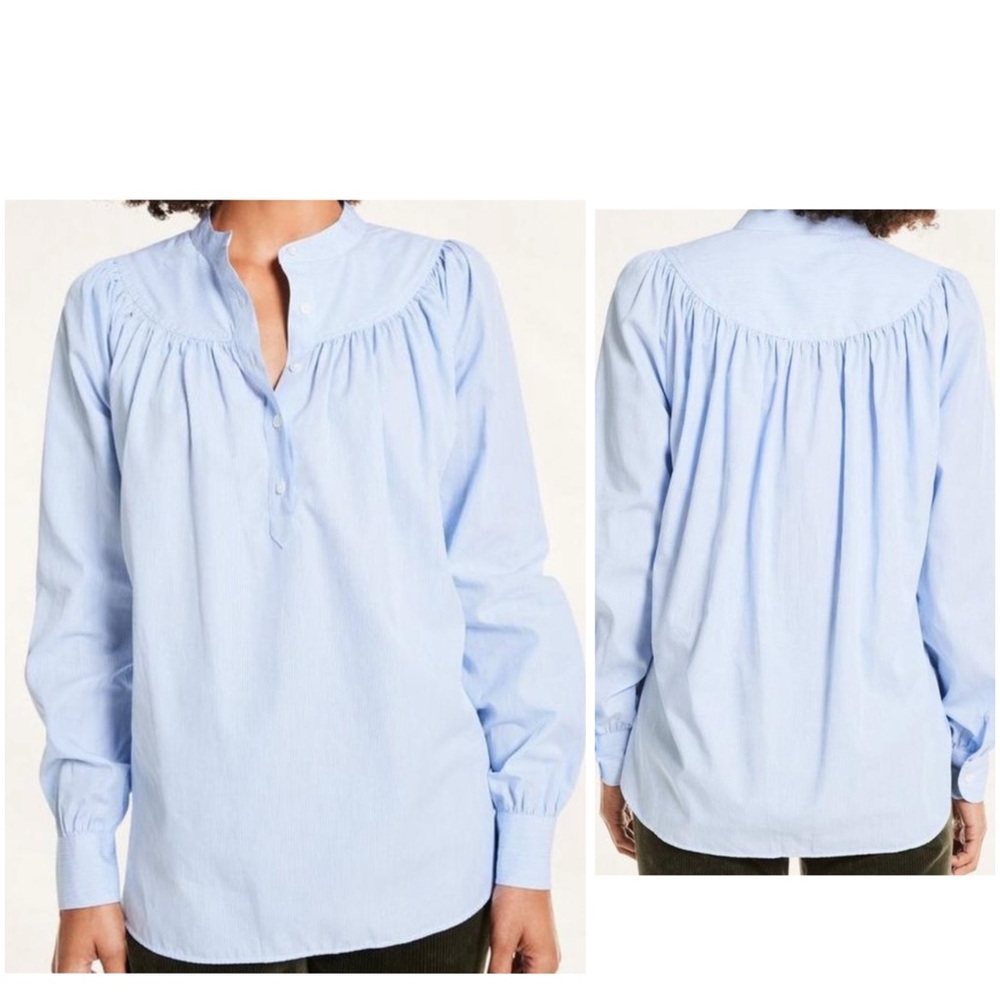 Brooks Brothers NWT Popover Cotton Striped Shirt Blue White Women's size 8